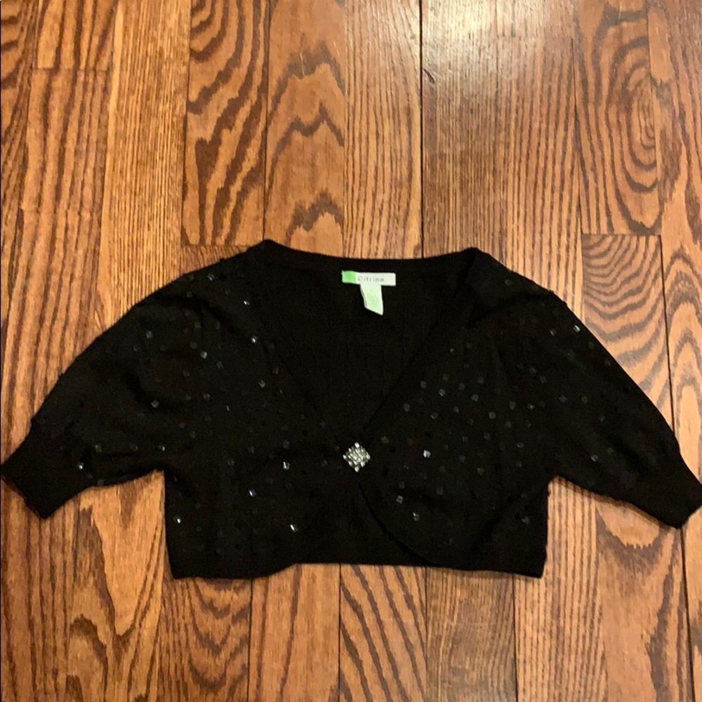Girls black sequin Citrine shrug, size small